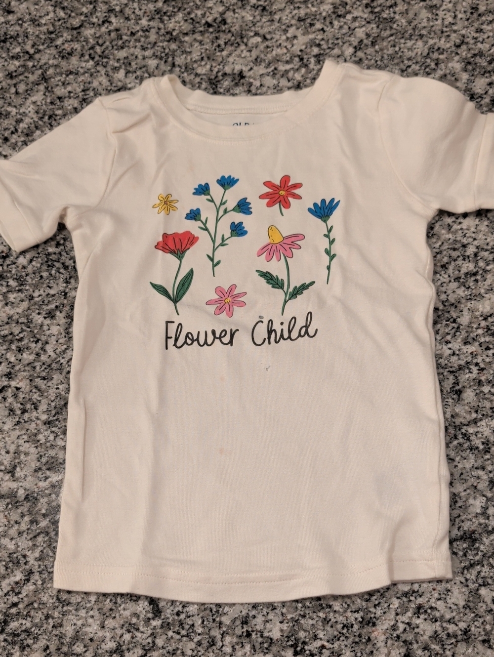 Old Navy Cream Floral "Flower Child" Tee